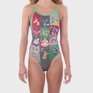 Sporti Granny Sweater 12 Days of Christmas Thin Strap One Piece Swims 36